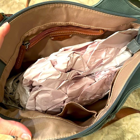 NWT the sak Bolinas Leather Satchel in dusty blue - Picture 4 of 7